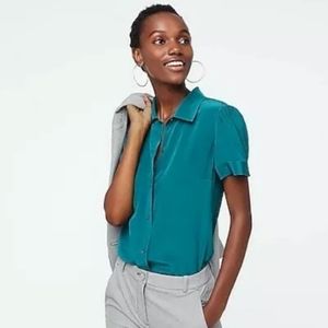 J crew re imagined silk blouse in spicy jade